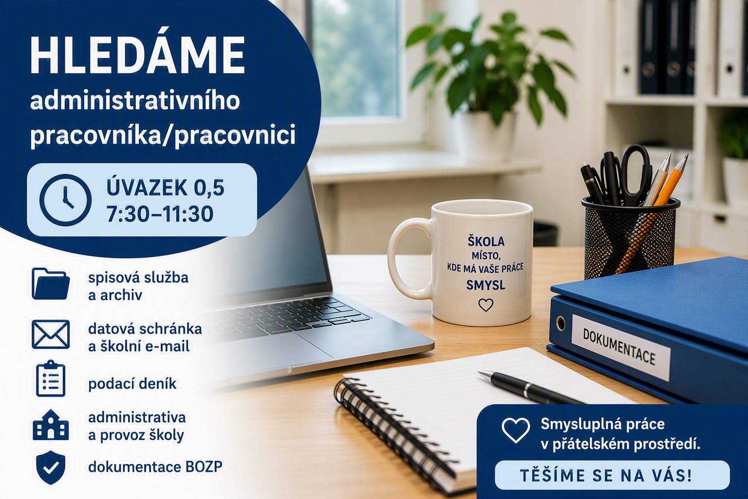 Hledáme posilu do školní kanceláře
