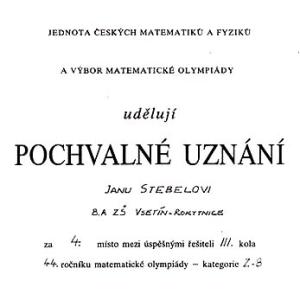 Krajské kolo  matematické olympiády 1995